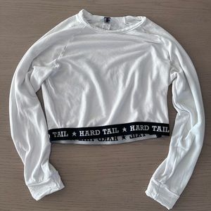 Hard Tail Cropped Long Sleeve White Top